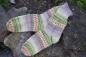 Mobile Preview: 35 - 36 gestrickte Socken Wollsocken Opal hellgrün/braun