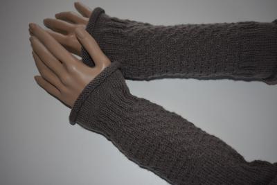 Armstulpen gestrickte wärmende Fingerlose Handschuhe *Wolle mit Kaschmir-Anteil  Farbe taube