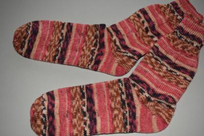 41 - 42 gestrickte Socken Wollsocken Opal Strandgut pink/lachs