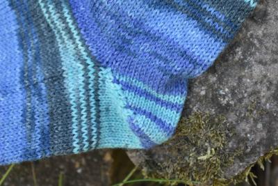41- 42 gestrickte Socken Wollsocken Opal Energy türkis /blau