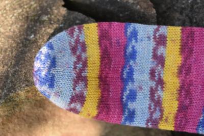 41 - 42 gestrickte Socken Wollsocken Opal pink/gelb