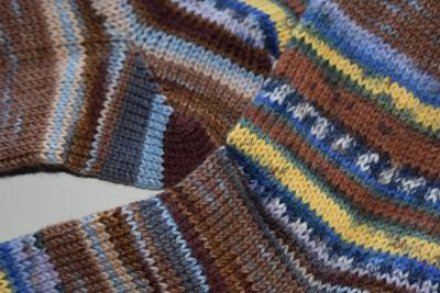 37 - 38 gestrickte Socken Wollsocken Fortissima braun/jeans