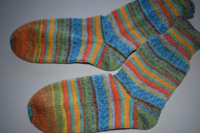 35 - 36 gestrickte Socken Wollsocken Opal kunterbunt