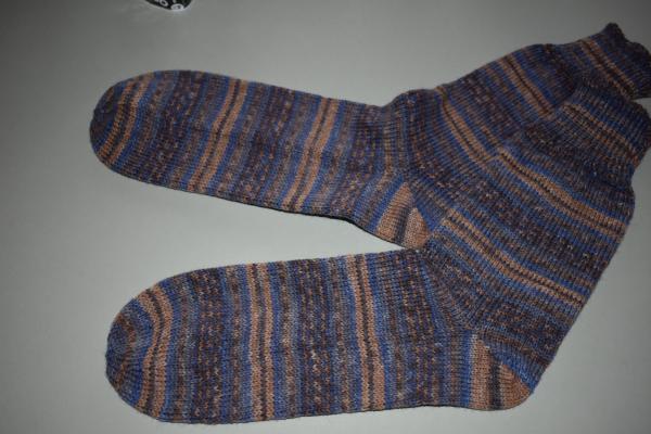 43 - 44 gestrickte Socken Wollsocken Opal Elegant braun/blau