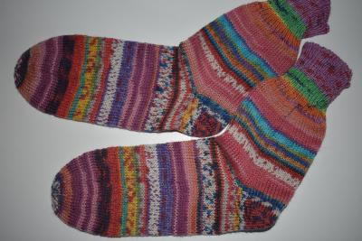 37/38 Gestrickte Socken Wollsocken Stricksocken Socks Strümpfe Geschenk Opal Mix pink lila