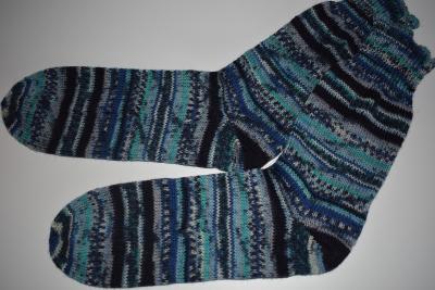 39/40 Gestrickte Socken Aktiv Sockenwolle Socks Strümpfe Geschenk blau türkis