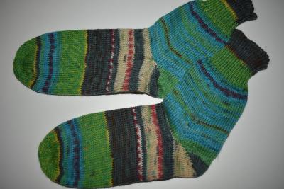 37 - 38 gestrickte Socken, Stricksocken, Haussocken, Socks Opal Nach Hundertwasser -der Blaue Mond