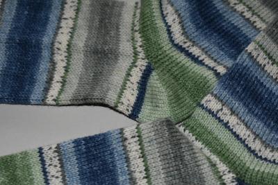 Preview: Gestrickte Socken Kuschel- Socken Opal Love grün/jeans