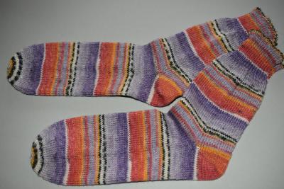 41 - 42 gestrickte Socken Wollsocken Opal Sweet & Spicy lila /orange