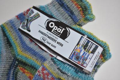 Preview: 37/38 Gestrickte Socken Opal Nach Hundertwasser Socks Strümpfe Geschenk Blue Blues
