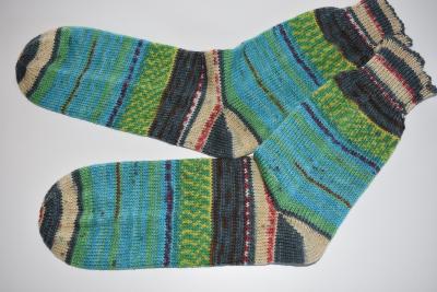 43 - 44 gestrickte Socken, Stricksocken, Haussocken, Socks Opal Nach Hundertwasser -der Blaue Mond