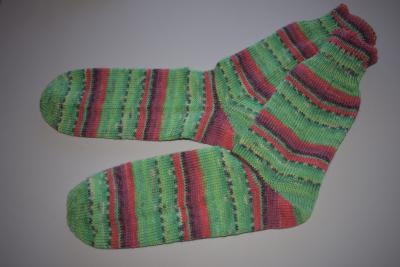 43 - 44 gestrickte Socken Wollsocken Opal Regenwald grün, pink