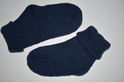 Gestrickte Baby Socken Wolle mit 5 % Kaschmir-Anteil Stricksocken, Geschenk, Taufe, Geburt blau Gr. 19/20