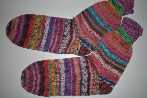 37/38 Gestrickte Socken Wollsocken Stricksocken Socks Strümpfe Geschenk Opal Mix pink lila