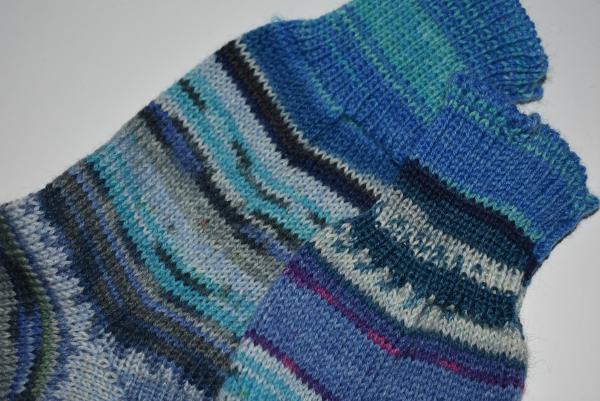 43/44 Gestrickte Socken Aktiv Sockenwolle Socks Strümpfe Geschenk grau türkis