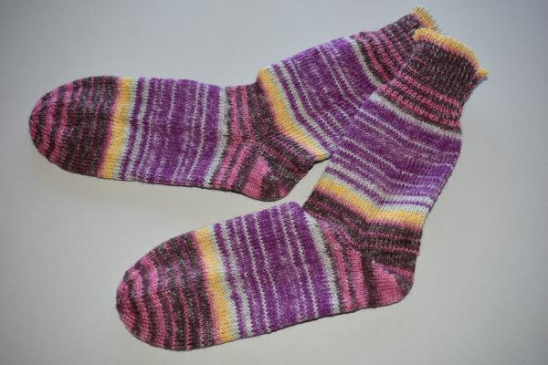 37- 38 gestrickte Socken Wollsocken Bellalana pink/gelb/rosa