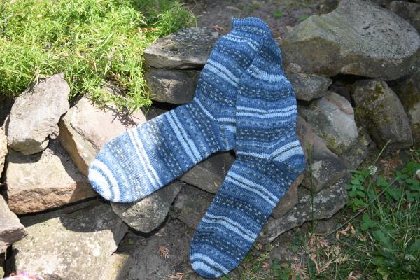 41 - 42 gestrickte Socken Opal Elegant jeans gemustert