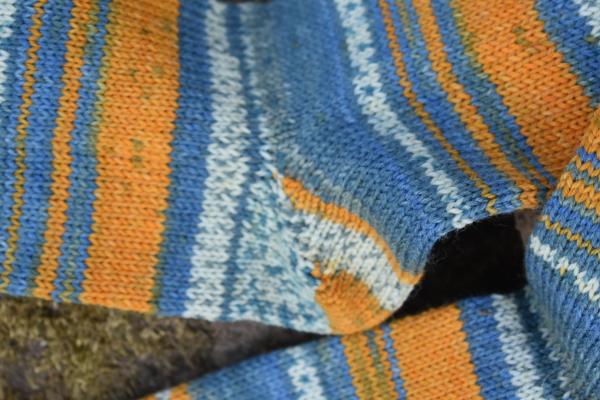 41 - 42 gestrickte Socken Wollsocken Opal Popcorn gelb/blau