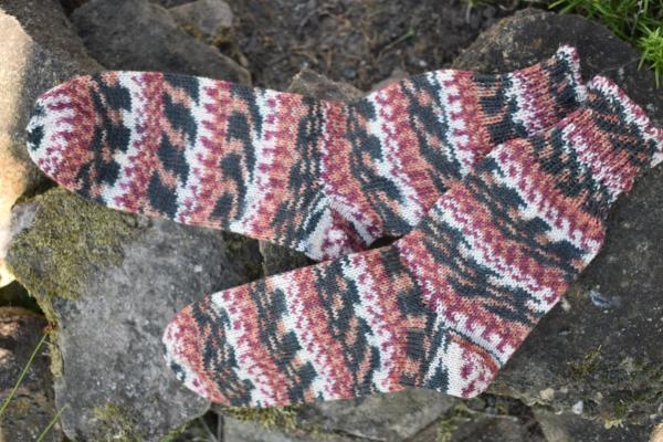 35 - 36 gestrickte Socken Wollsocken Opal Braun/beige