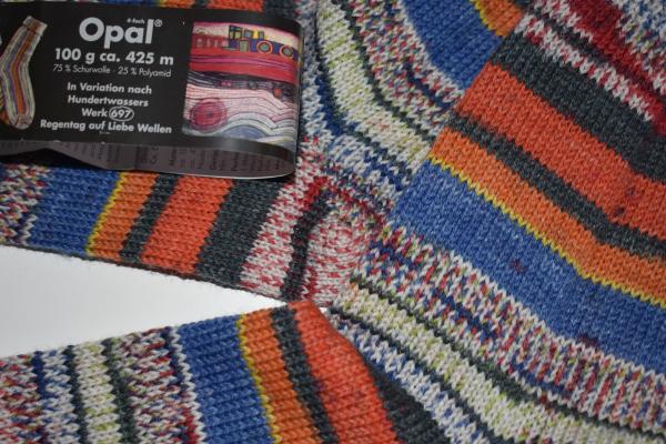 43- 44 gestrickte Socken Opal Nach Hundertwasser *Regentag auf Liebe Wellen, Geschenk, Stricksocken, Socks, Wollsocken