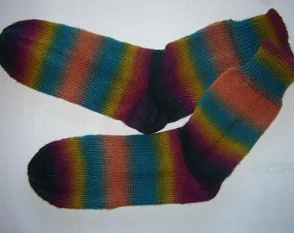 41 - 42 gestrickte Socken Wollsocken Lana Grossa bunt